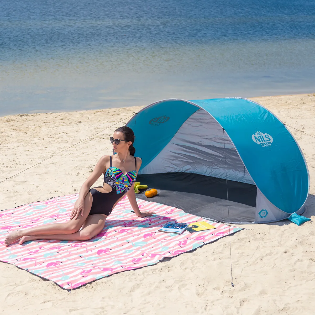 tirkizno-sivi šator za plažu nils camp - slika 4