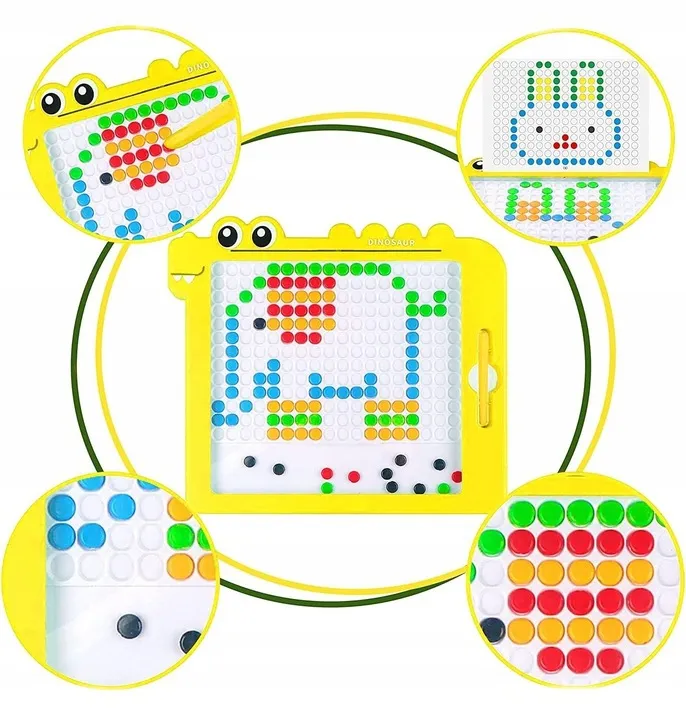 woopie montessori magnetna ploča za djecu magpad, žuti dinosaur - slika 9