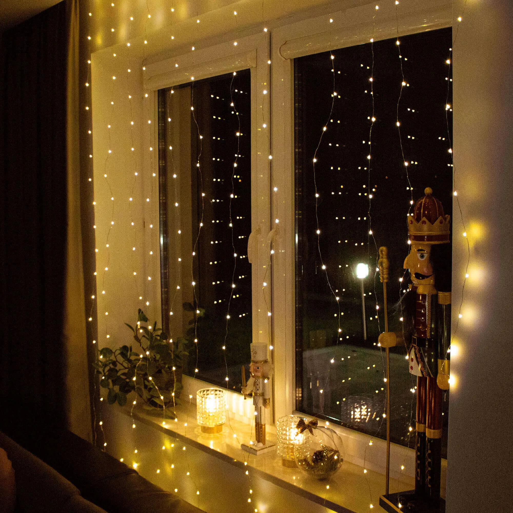 led žičane lampice- zavjesa – 200 lampica, toplo bijela - slika 8