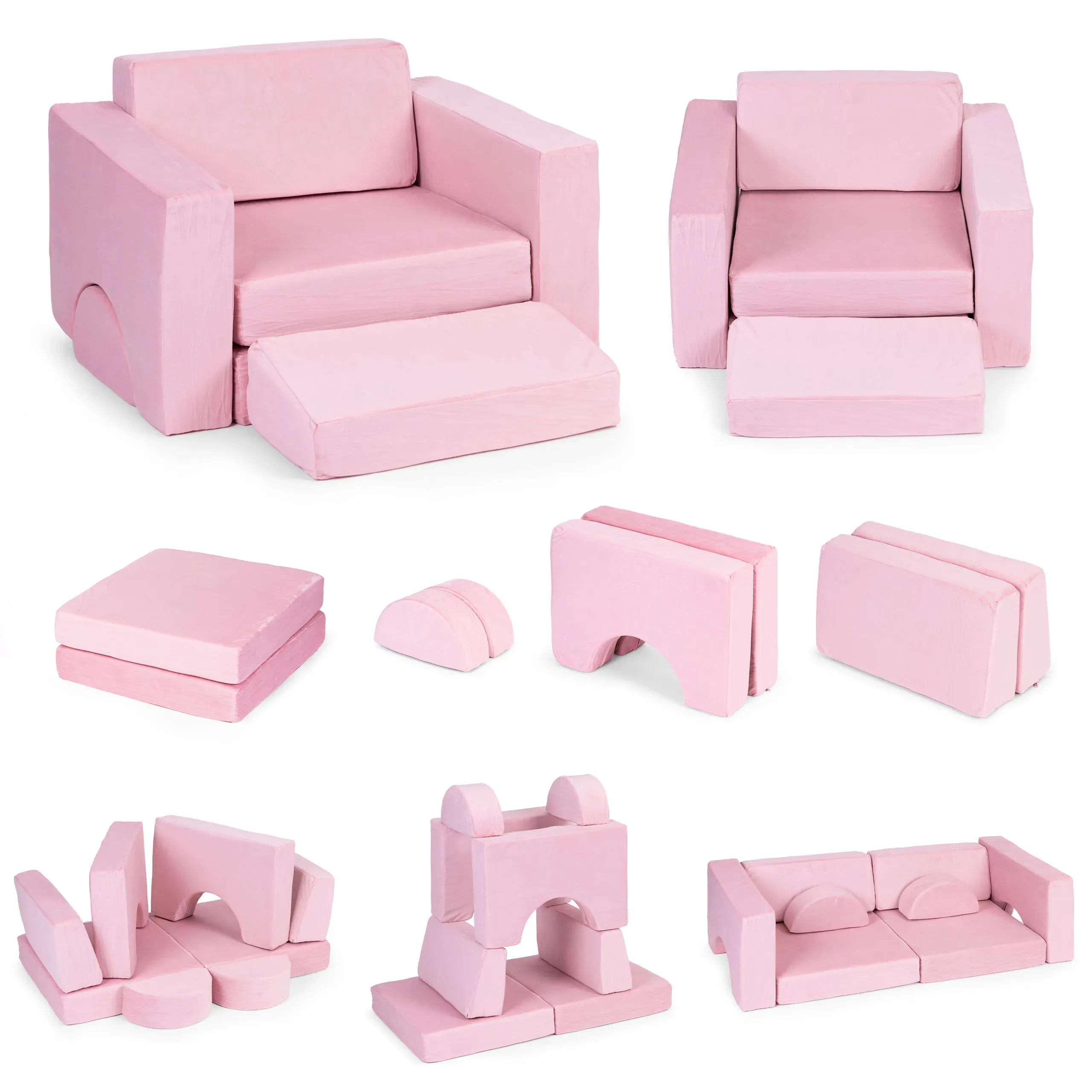 ecotoys diy modularna sofa sa 8 jastuka - pink - slika 2
