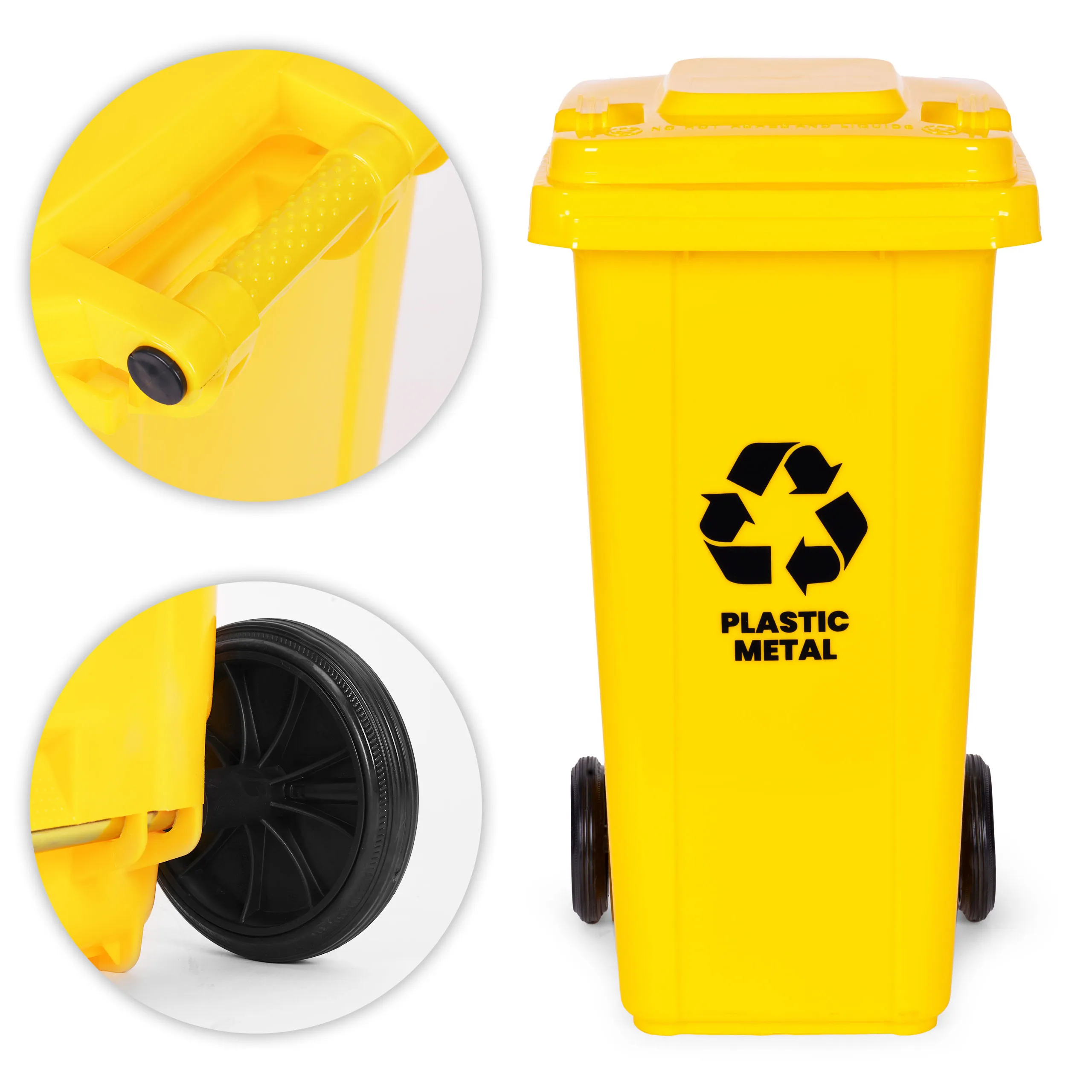 kanta za otpad 120 l – žuta, plastika, s kotačima - slika 9