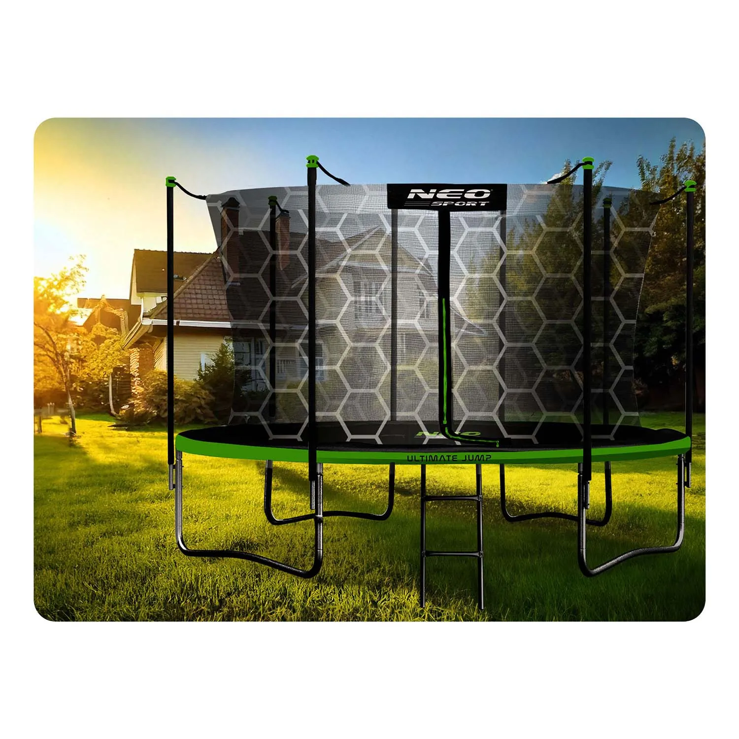 neo-sport vrtni trampolin 404 cm (13 ft) s unutarnjom mrežom i ljestvama - slika 6
