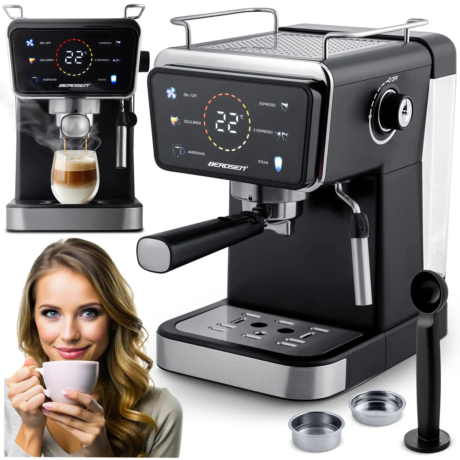 berdsen bd-771 aparat za espresso od 20 bara, crni - slika 2
