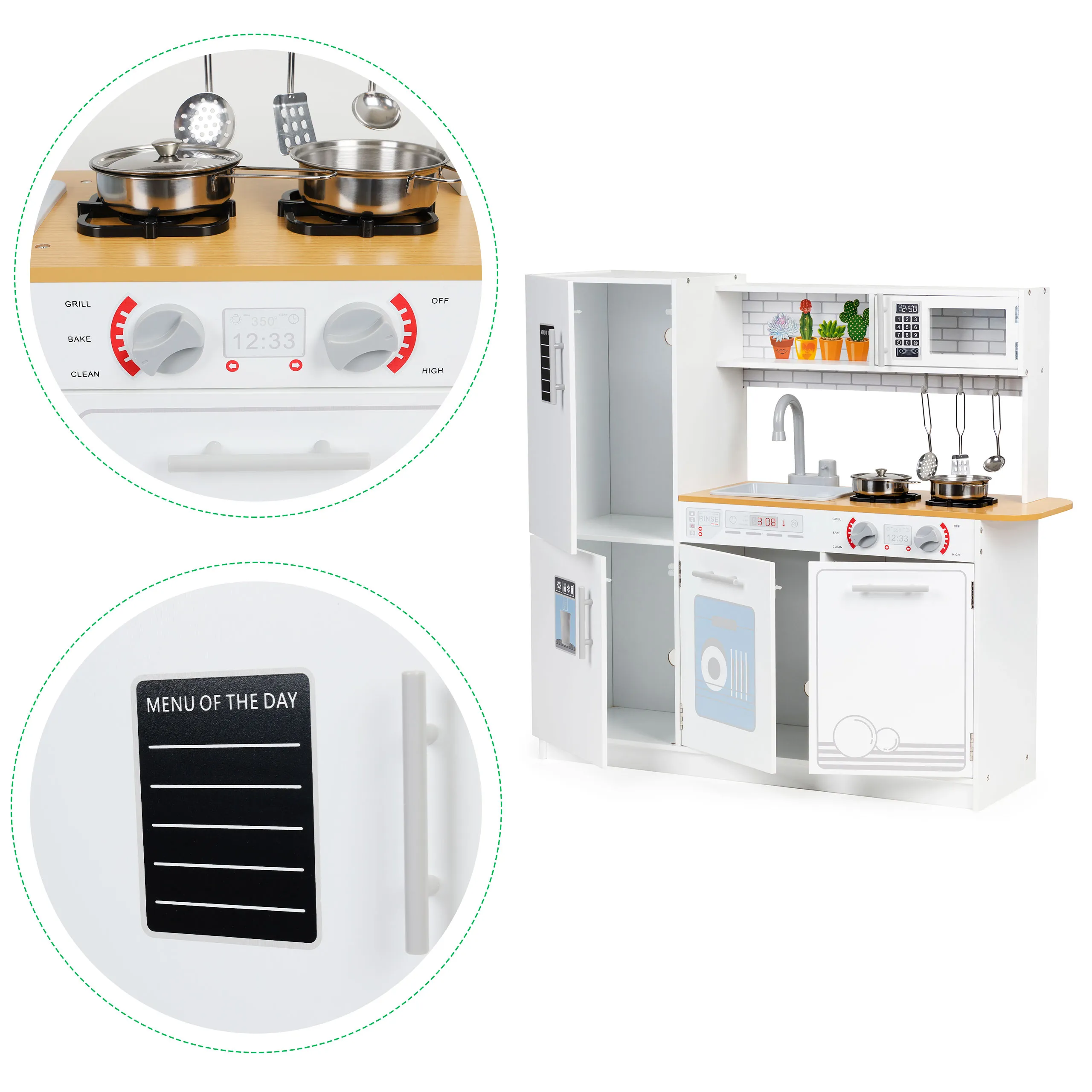 ecotoys drvena dječja kuhinja s priborom plk553 - slika 7
