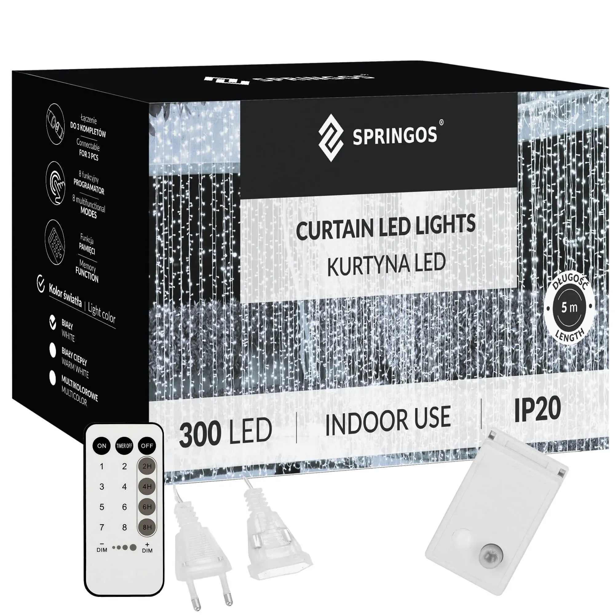 božićna led zavjesa 300 led hladno bijela - slika 2