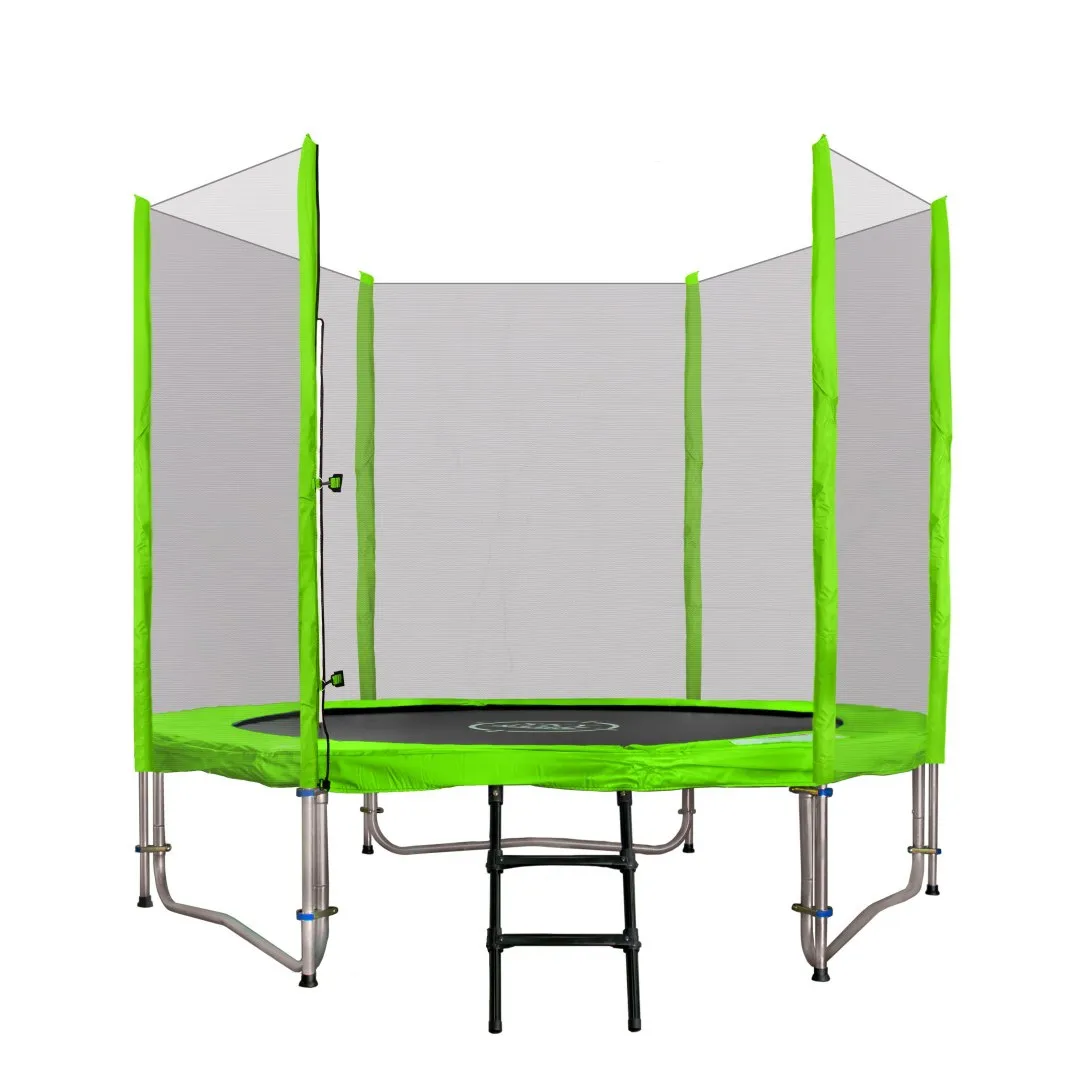 trampolin s vanjskom sigurnosnom mrežom i ljestvama 8 ft / 244 cm zeleni. - slika 3