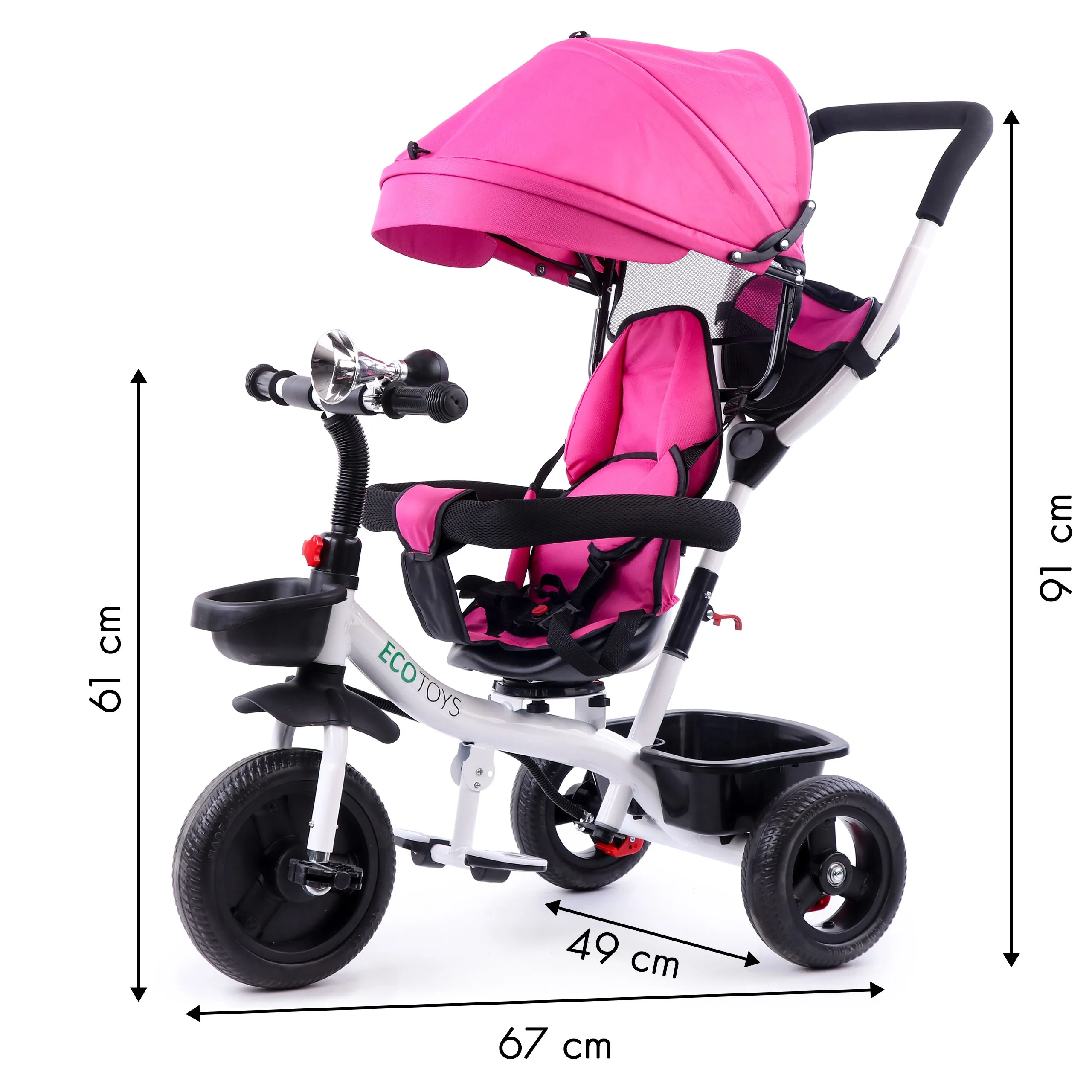 ecotoys dječji tricikl rozi - slika 6
