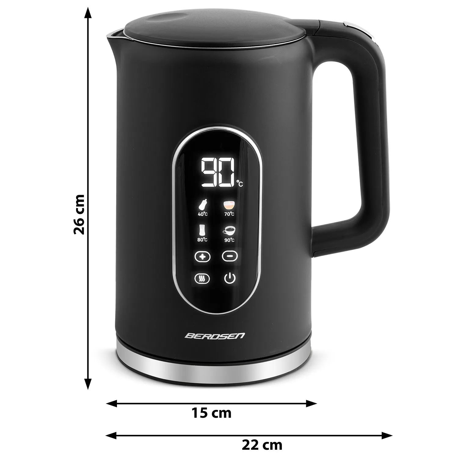 berdsen bd-712 električni kuhalo za vodu 1,7 l, crno-srebrno - slika 4