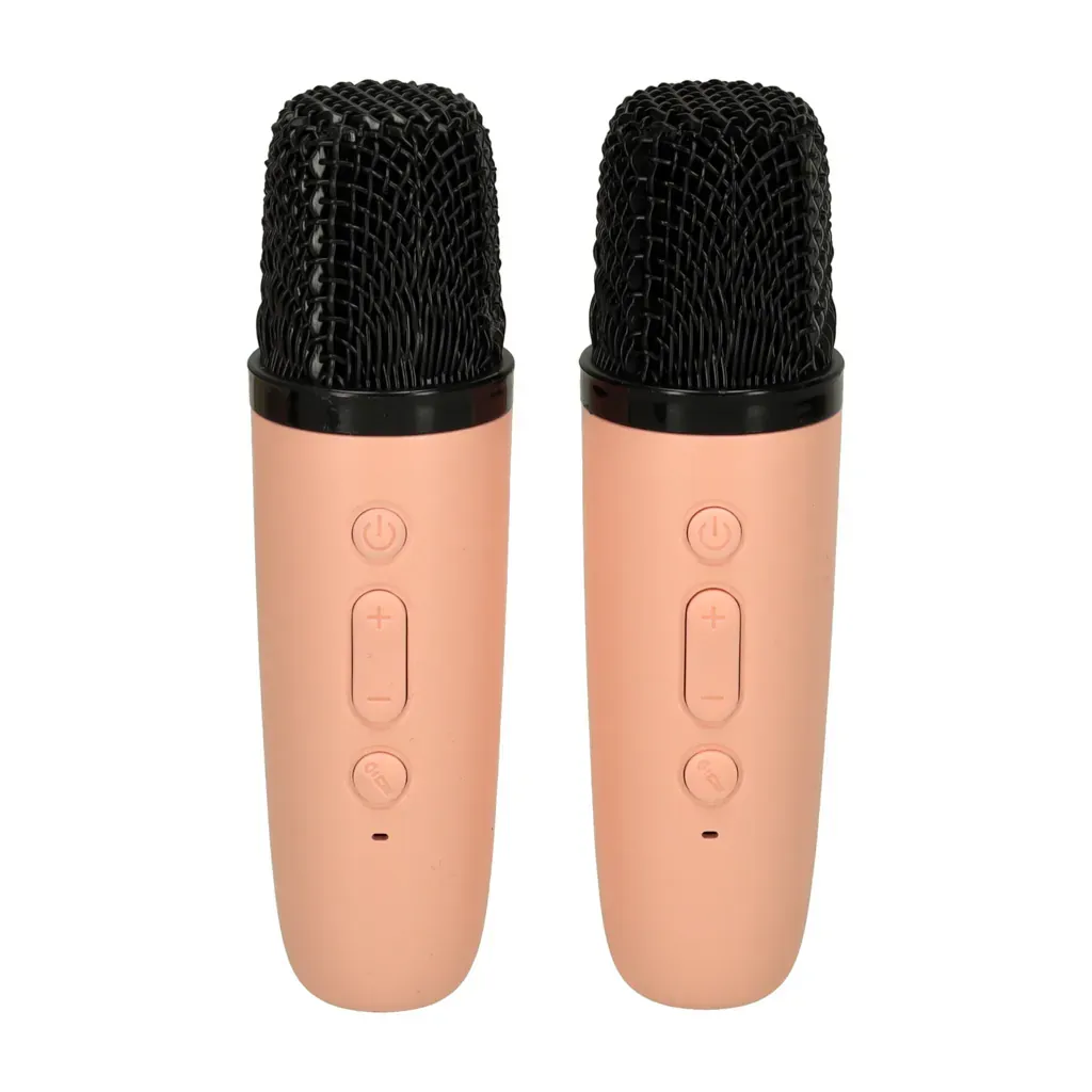 karaoke set 2 mikrofona + zvučnik bluetooth usb led pink - slika 9