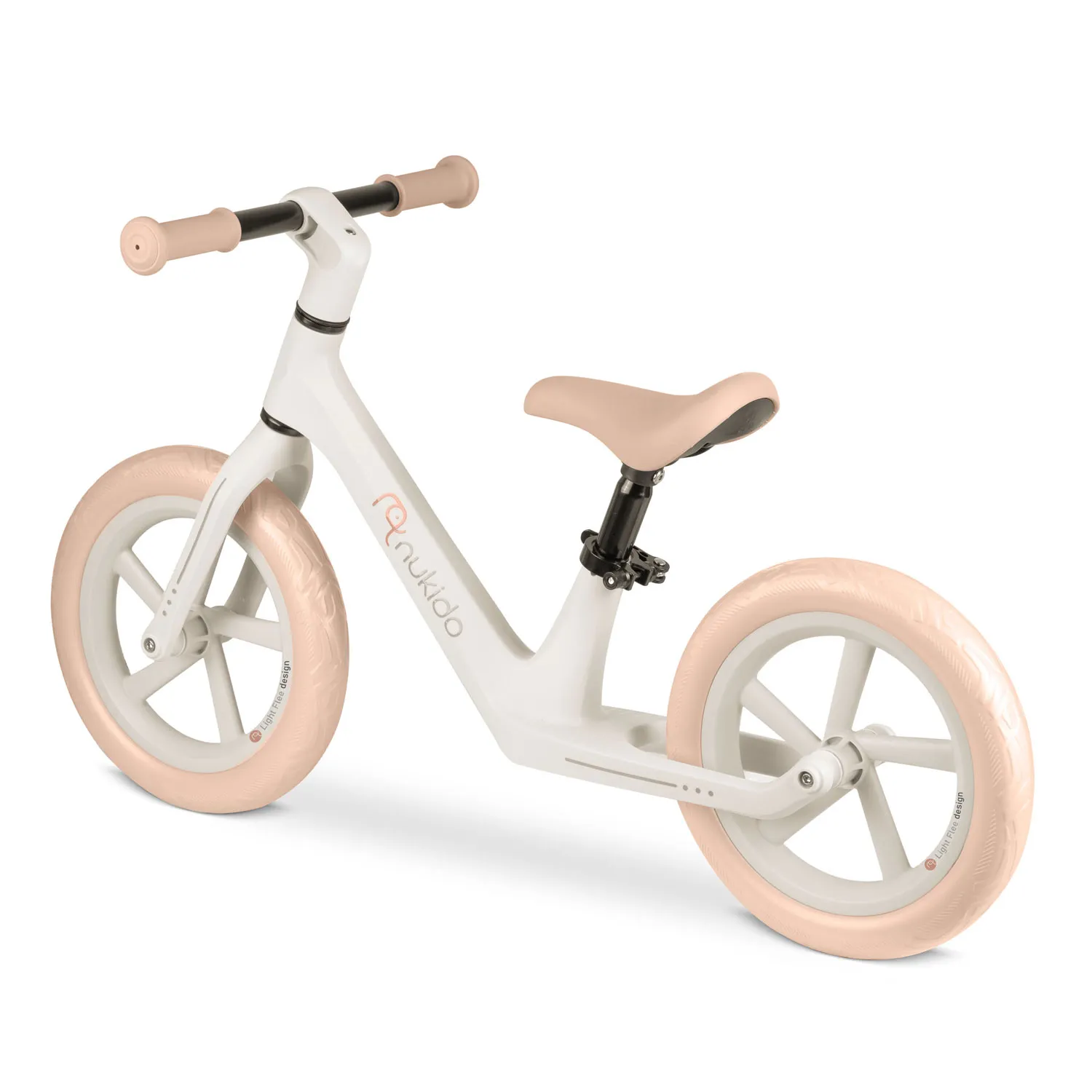 nukido light flee bicikl bez pedala, bijelo rozi - slika 4