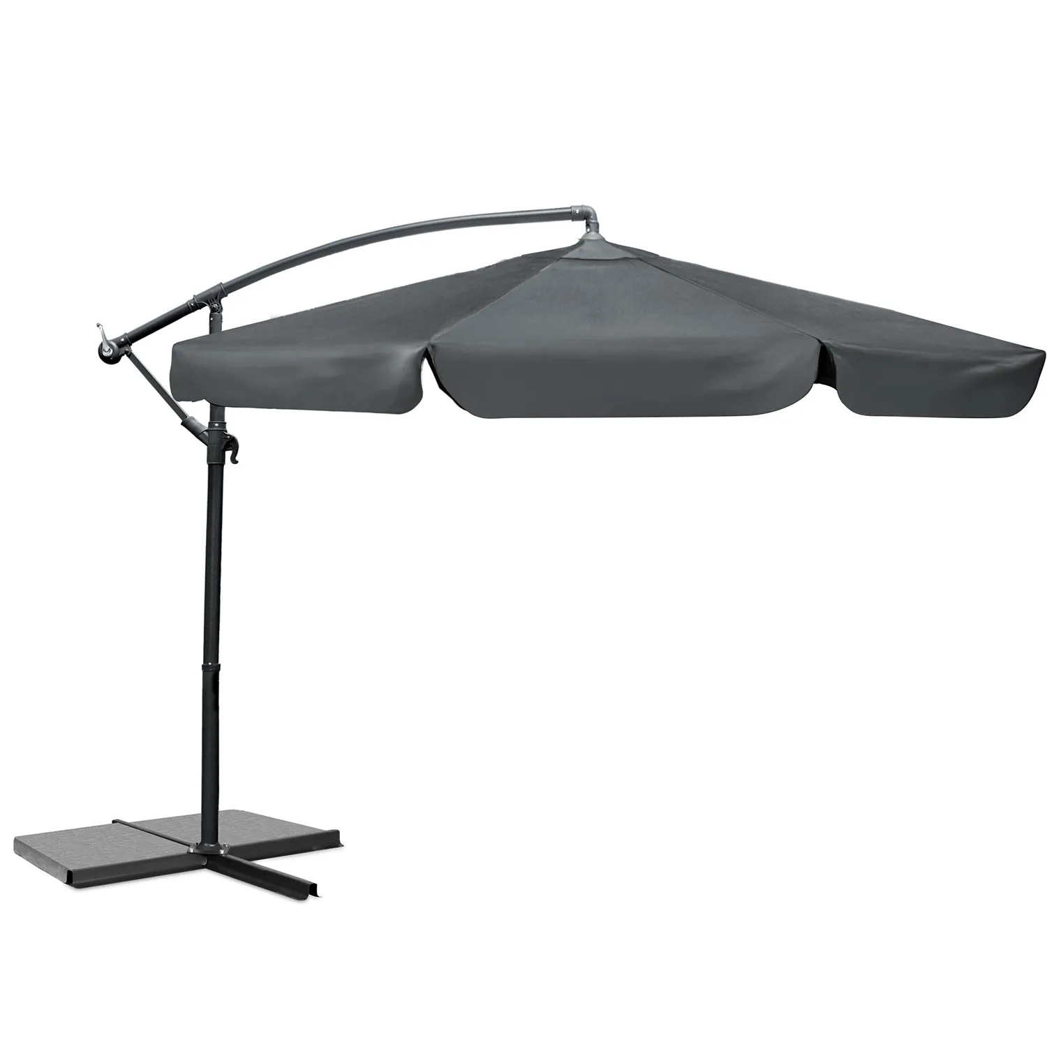 veliki vrtni suncobran plonos 350 cm sivi - slika 3