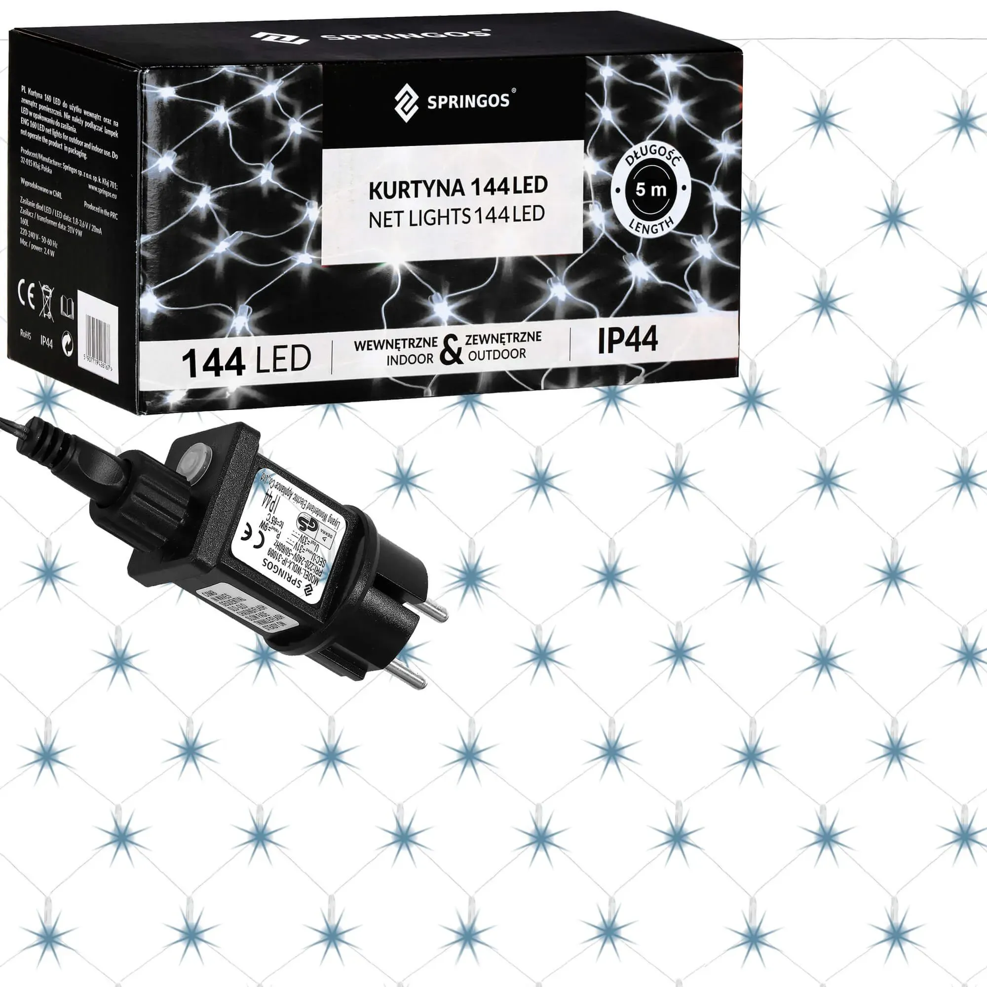 božićna led zavjesa 144 led hladno bijela - slika 2