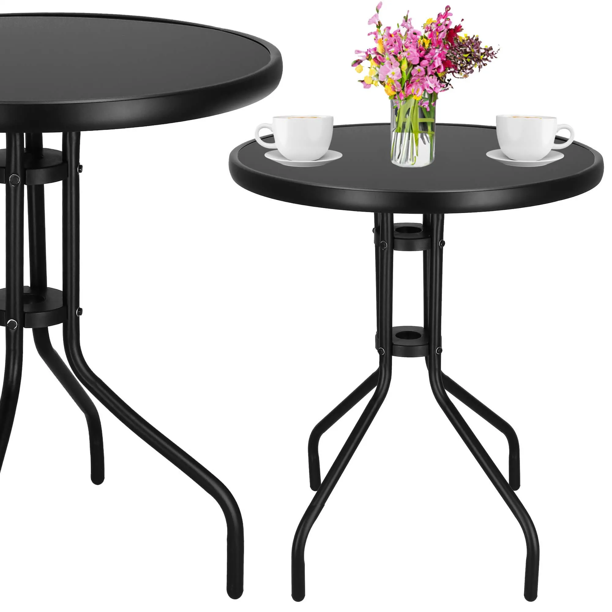 springos metalni okrugli vrtni stol, 60 cm, crni - slika 3