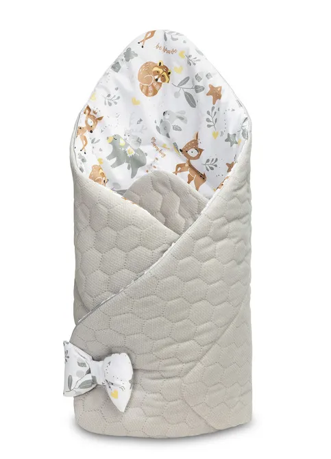 dvostrani baršunasti pokrivač za bebe 75x75cm šumske životinje bijeli - slika 5