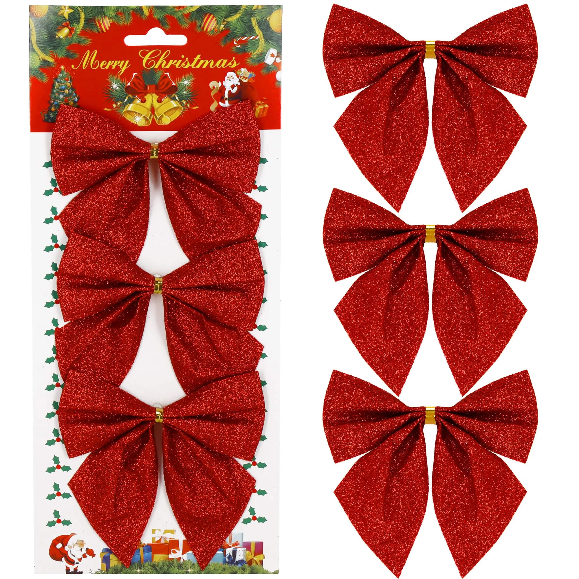 božićne mašne 11 × 11 cm – set 3 komada, crvene - slika 4