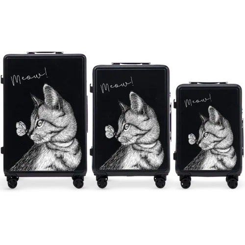 komplet 3 kofera wings abs+ crni mačak - slika 2