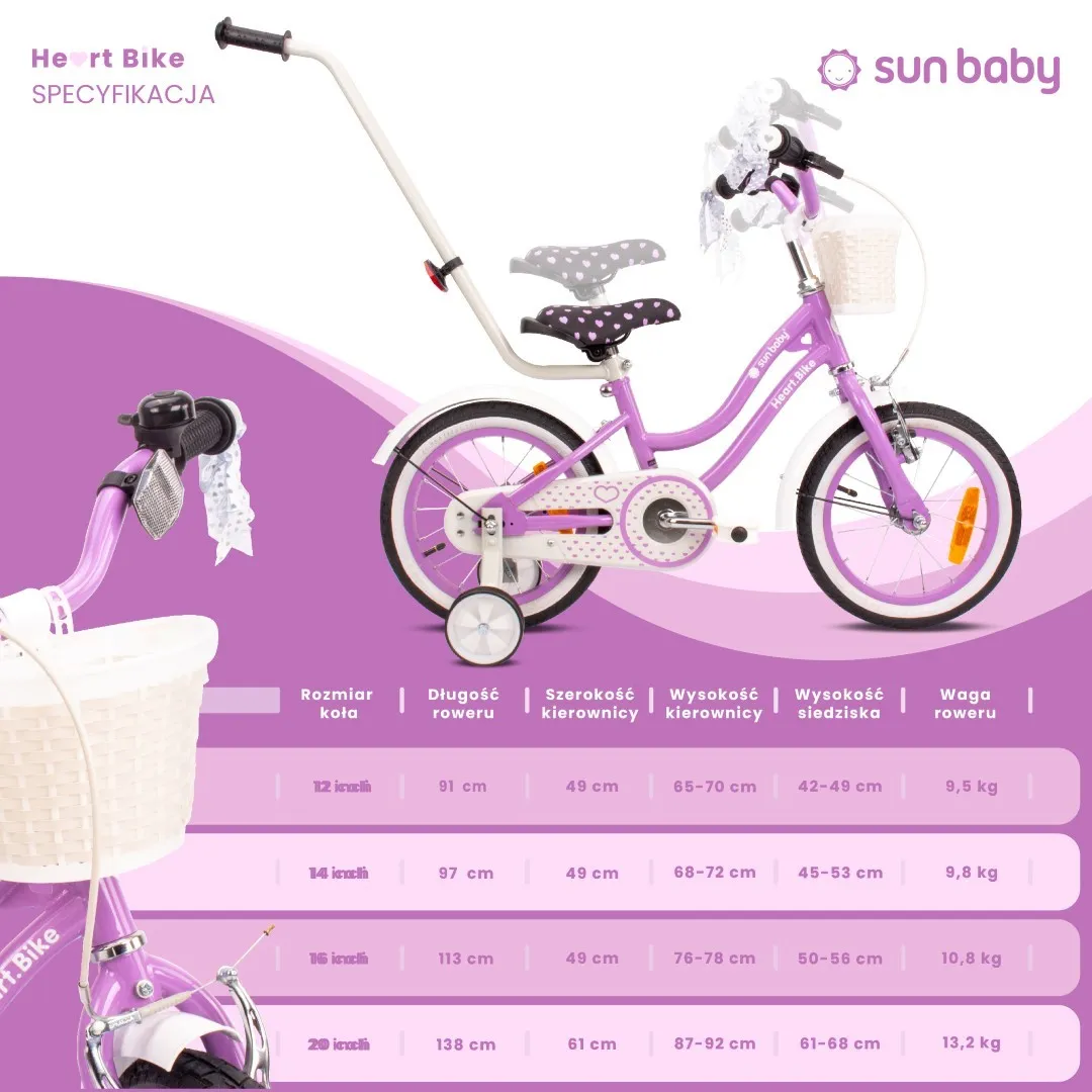 dječji bicikl guralica heart 14" bike ljubičasti - slika 9