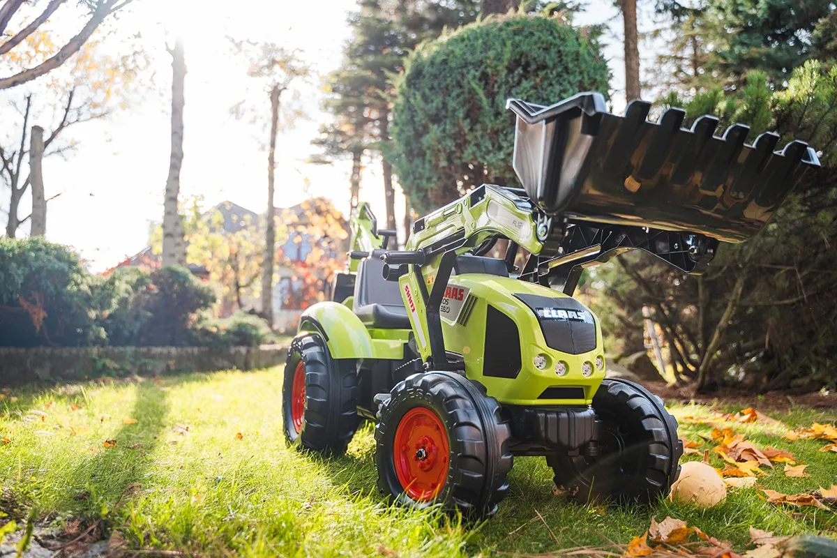 traktor na pedale falk claas sa prikolicom, žlicom i buldožerom 3 godine - slika 8