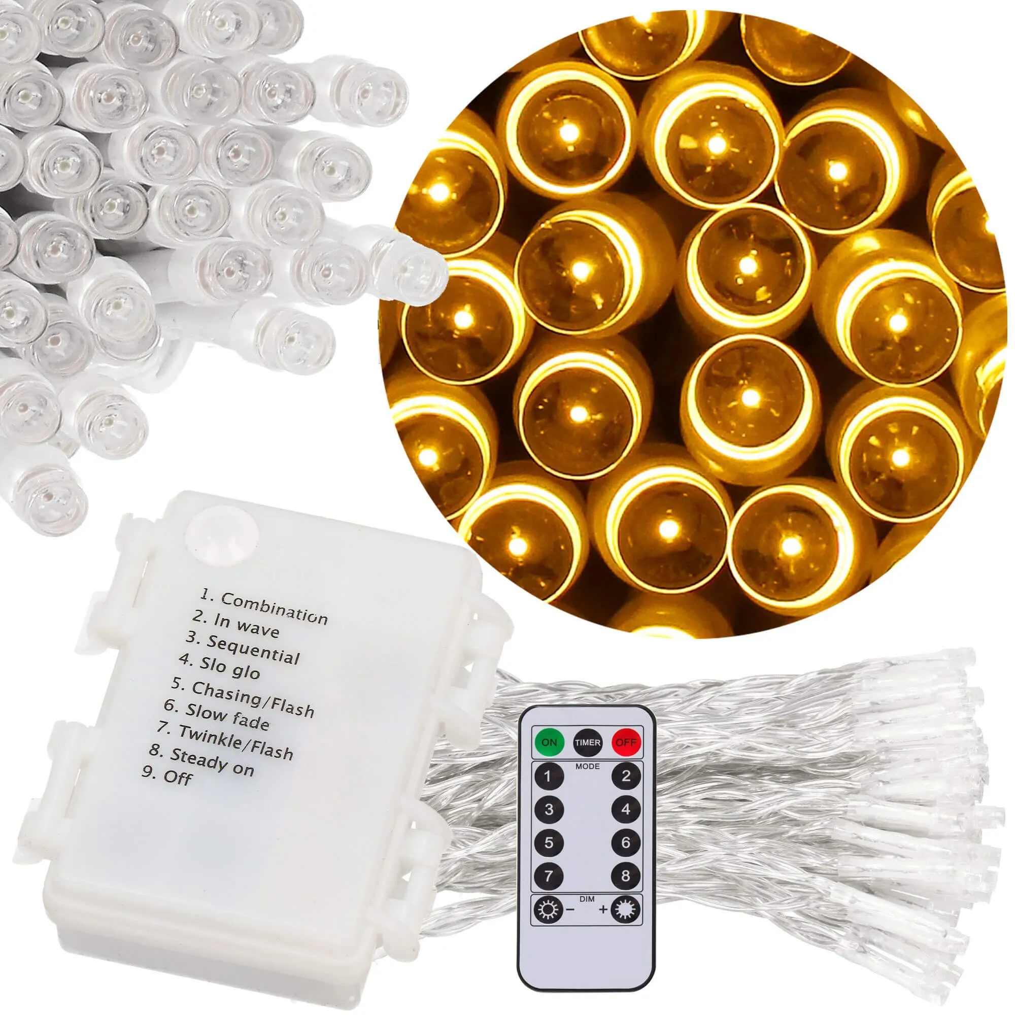 led lampice na baterije – 100 lampica toplo bijele - slika 7