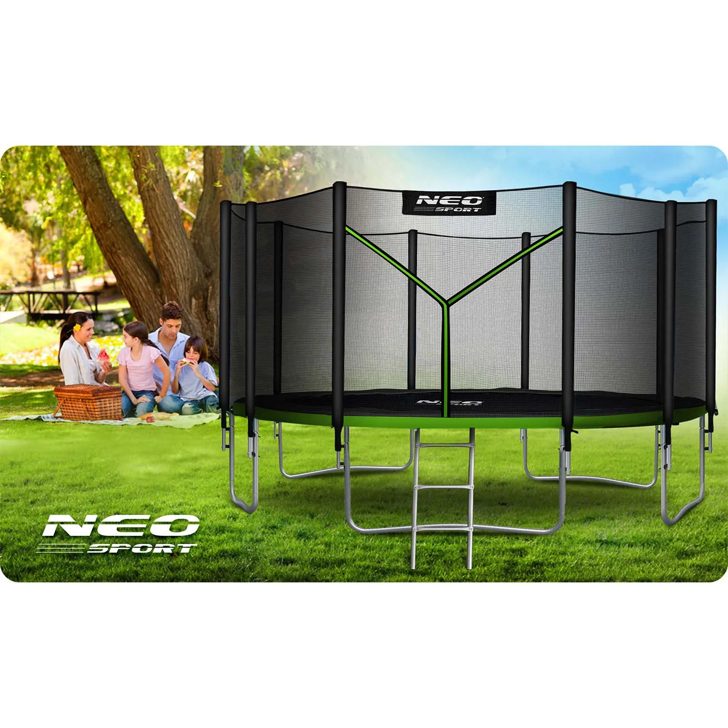 neo-sport vrtni trampolin 465 cm (15 ft) s vanjskom mrežom i ljestvama - slika 8