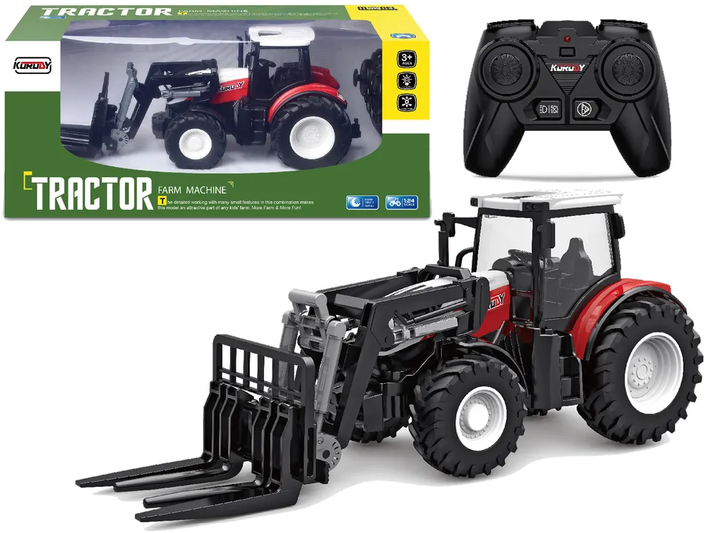 crveni traktor s vilicom na daljinsko upravljanje - slika 2