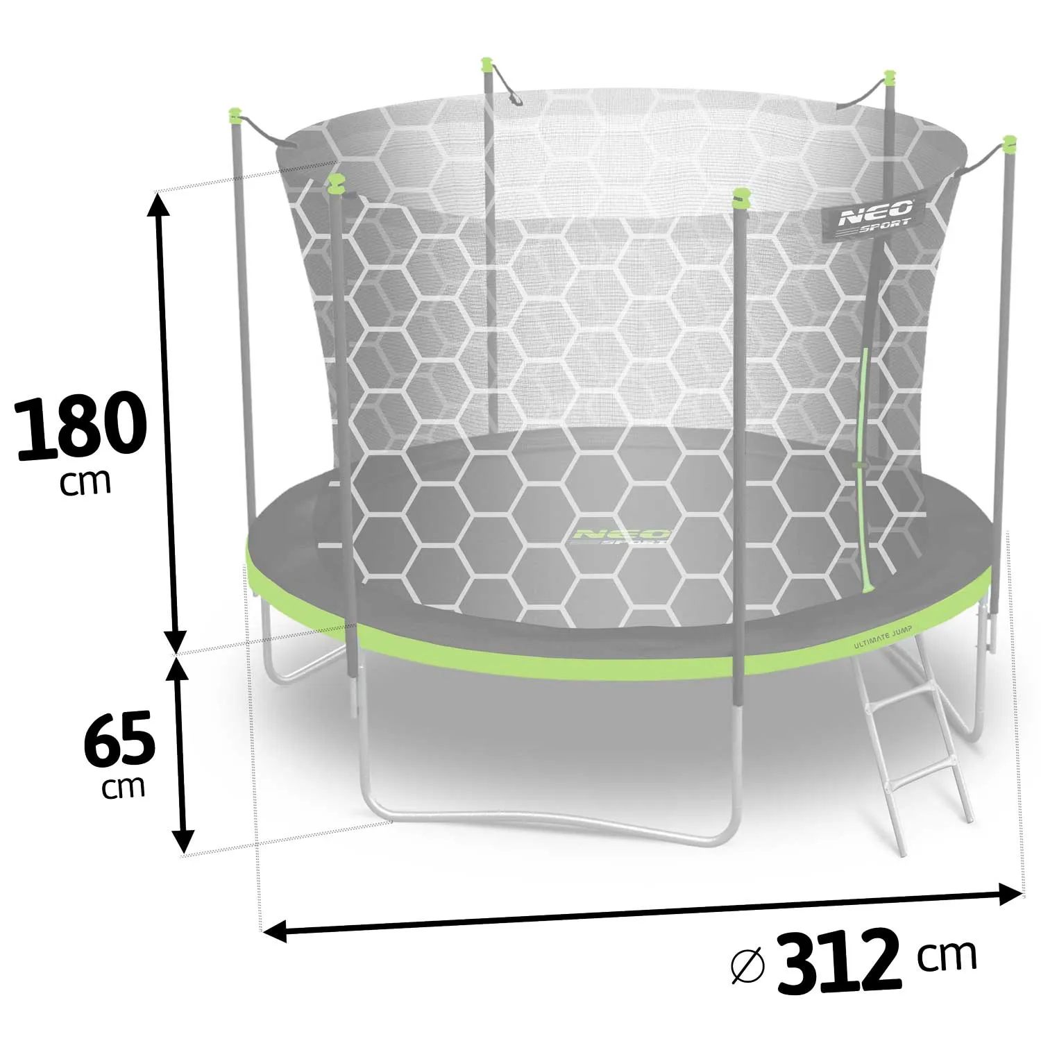 neo-sport vrtni trampolin 312 cm (10 ft) s unutarnjom mrežom i ljestvama - slika 6