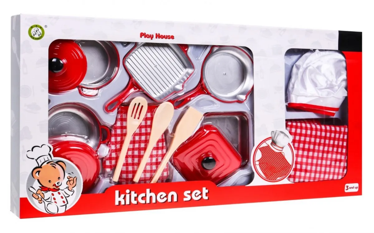 dječji kuhinjski set crveni 14 elemenata - slika 6