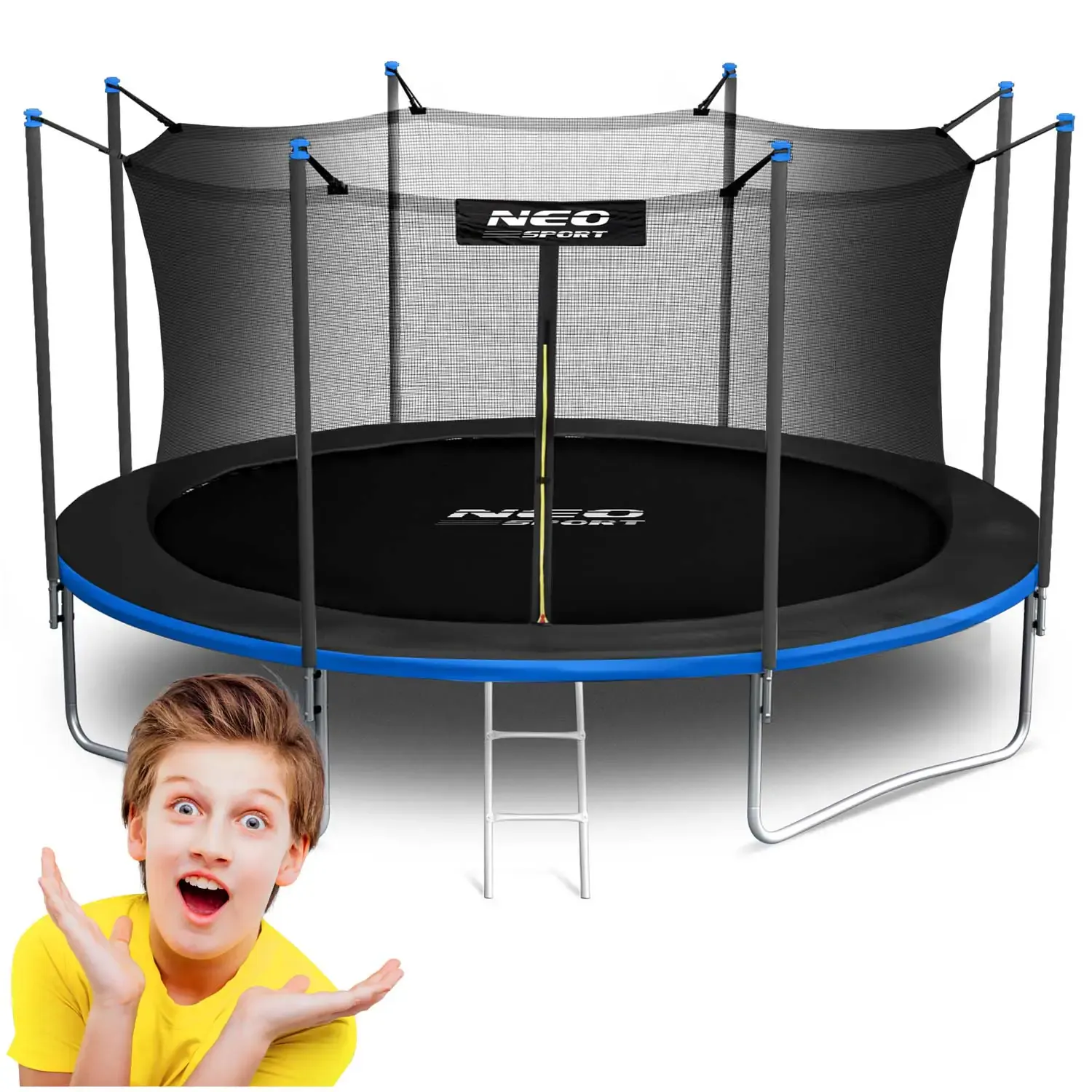 vrtna trampolina 15 ft / 465 cm s unutarnjom zaštitnom mrežom i ljestvama, neo-sport - slika 2