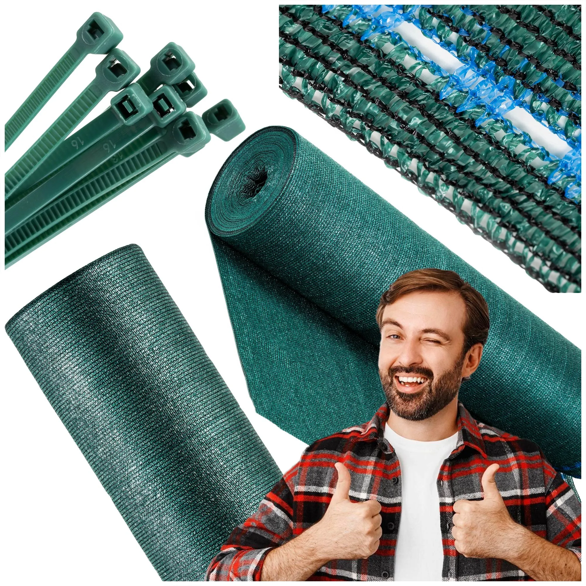 mreža za sjenu zelena 140 gsm 1,2 x 25 m 100 traka - slika 10