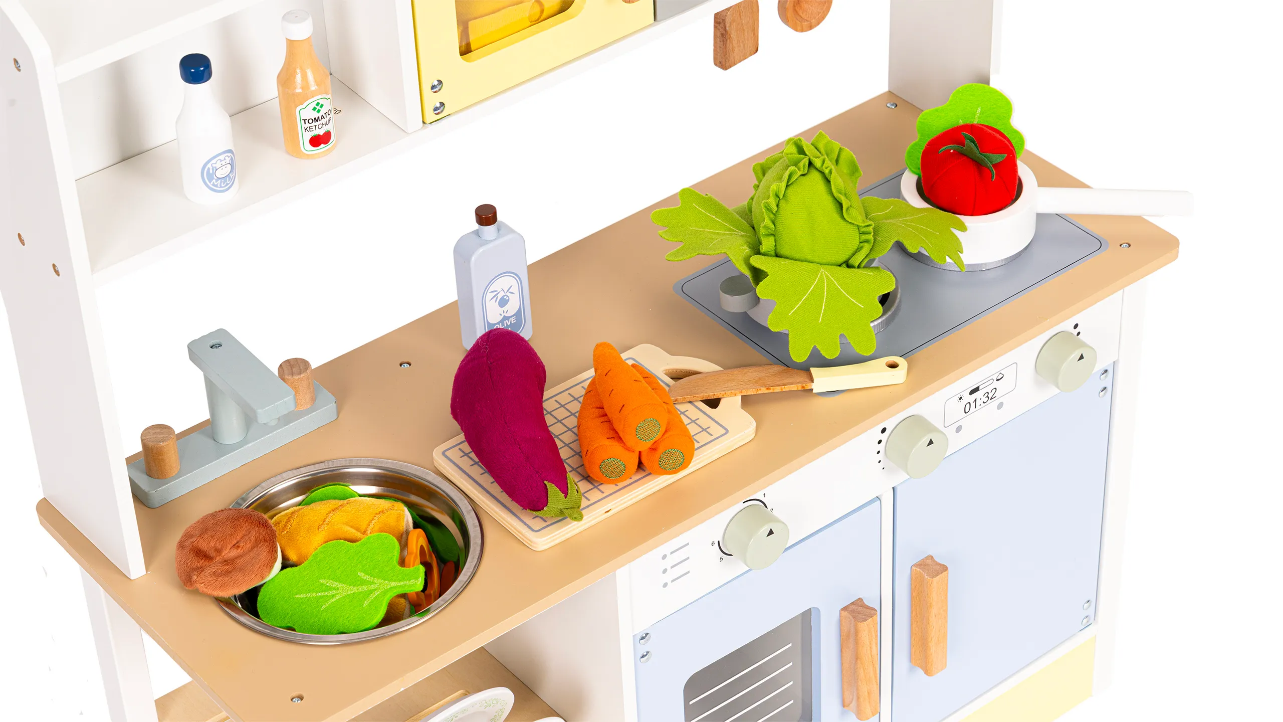 ecotoys dječja kuhinja – pećnica, perilica, mikrovalna + 12 dodataka - slika 9