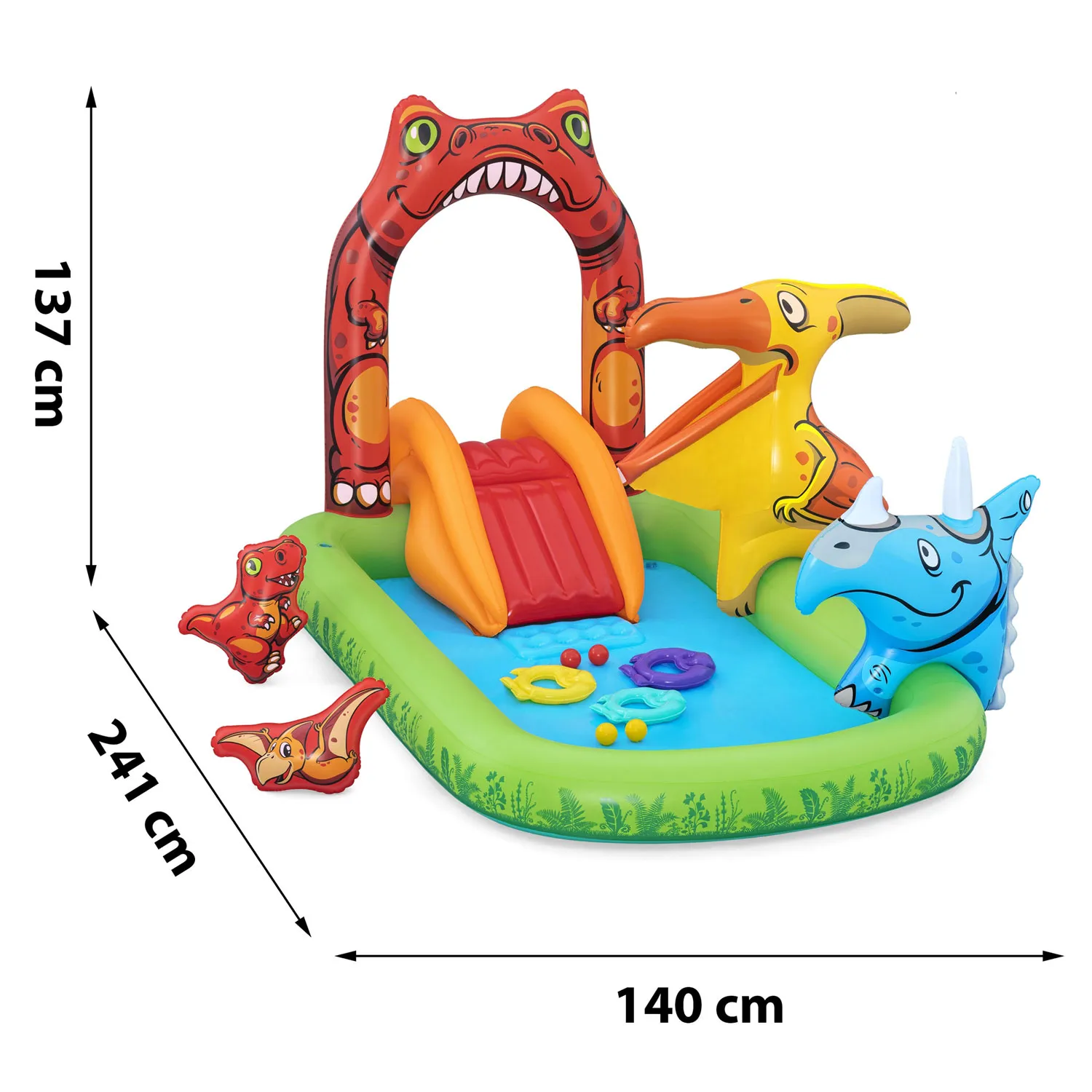 bestway jurassic splash – dječji napuhani bazen s toboganom, 241 × 140 × 137 cm - slika 5