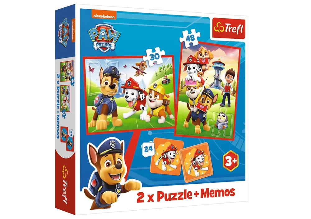 puzzle + memos 2u1 paw patrol dog team u akciji trefl 93337 - slika 3