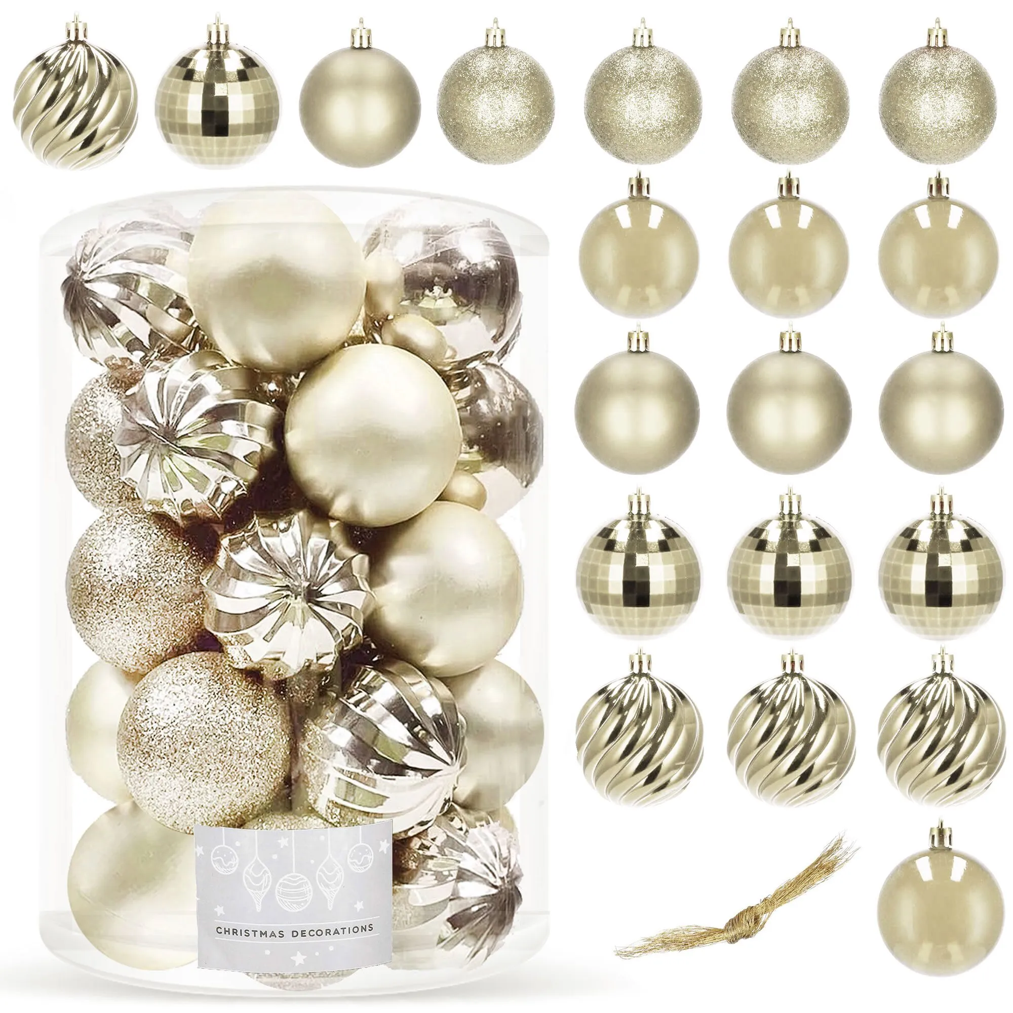 božićne kuglice 6 cm – set 20 komada zlatna - slika 3
