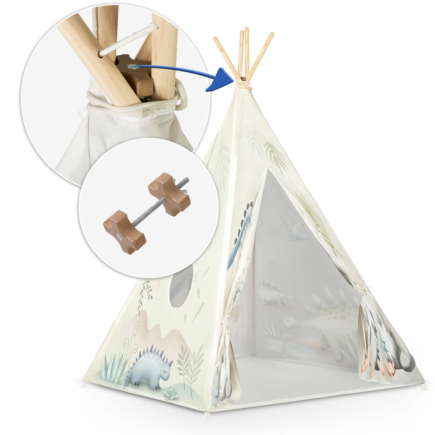 nukido teepee šator za djecu - dinosauri - slika 7