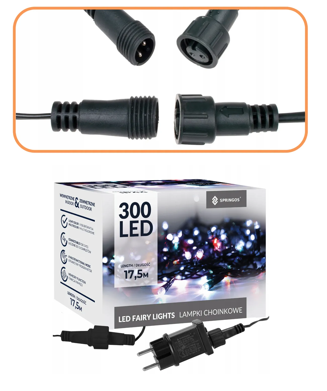 božićne led lampice 300 kom višebojna - slika 10