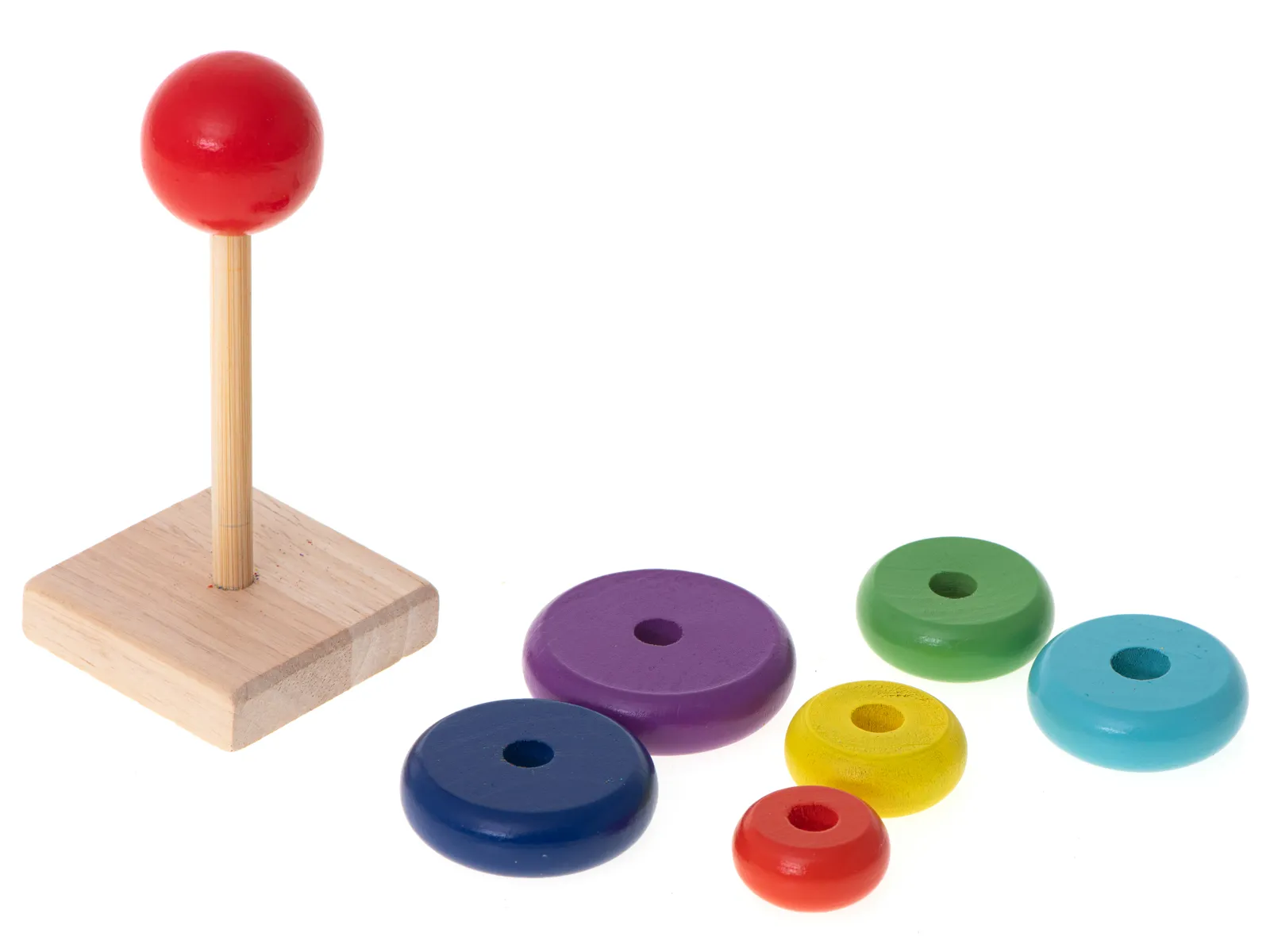 montessori drvena piramida šarenih obruča 13cm - slika 4