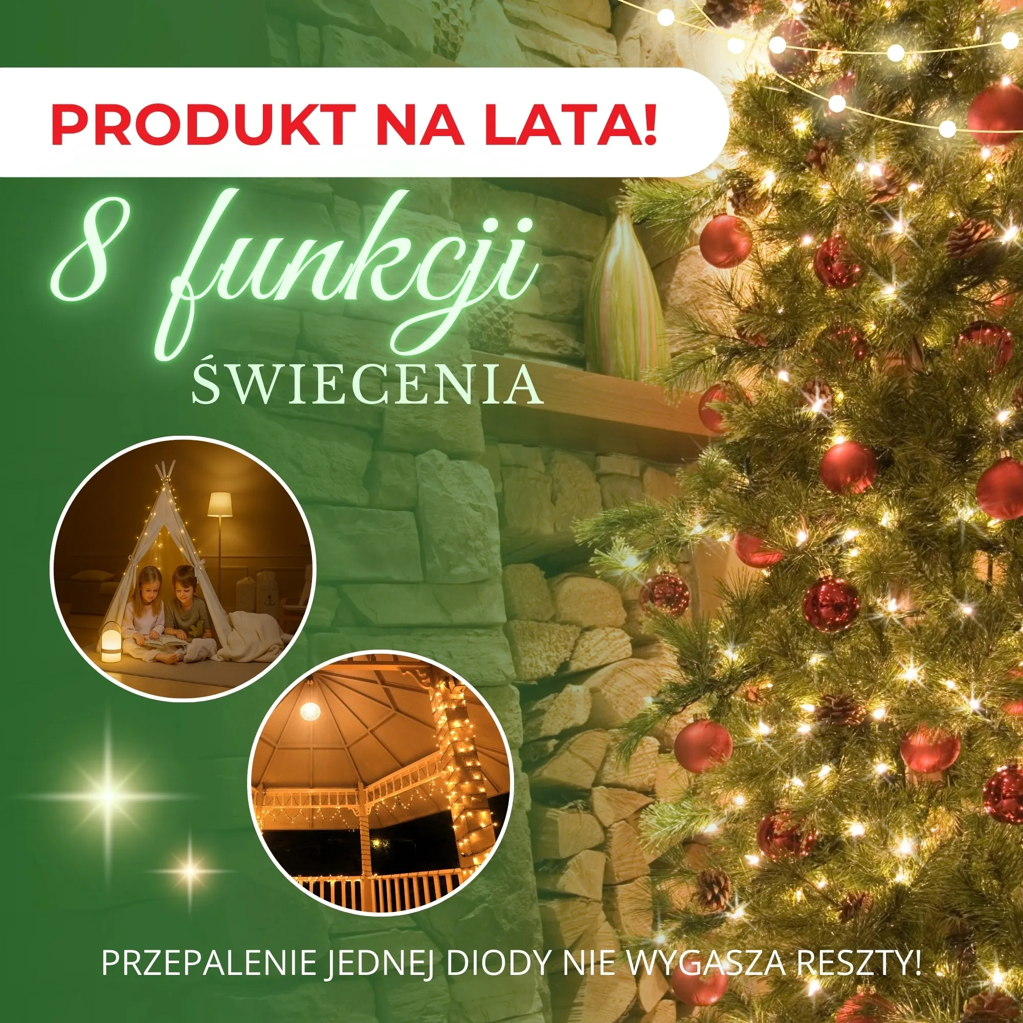 božićne lampice – 300 led, toplo bijela - slika 11