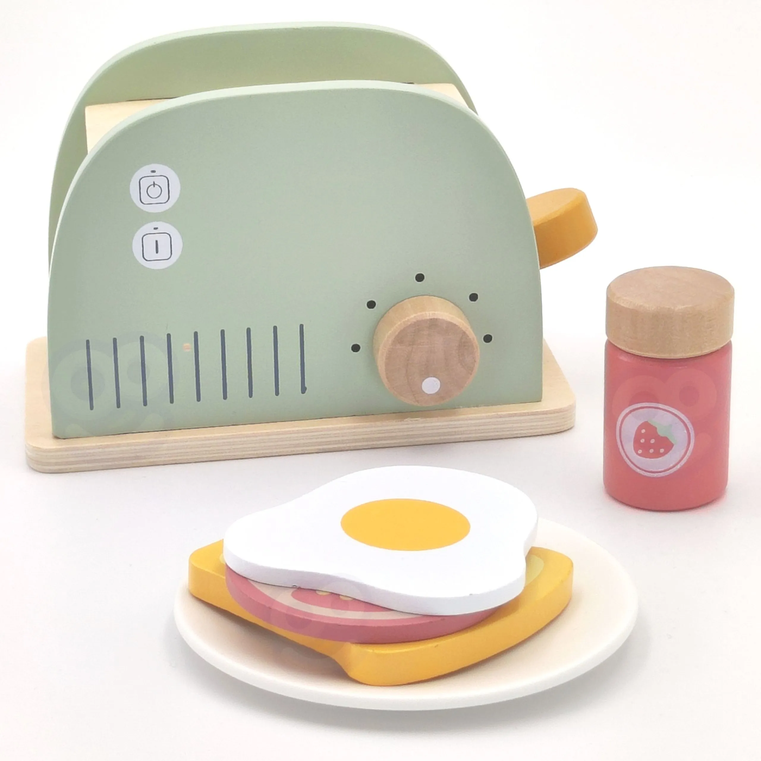 tooky toy drveni toster za djecu pastelno zeleni - slika 6