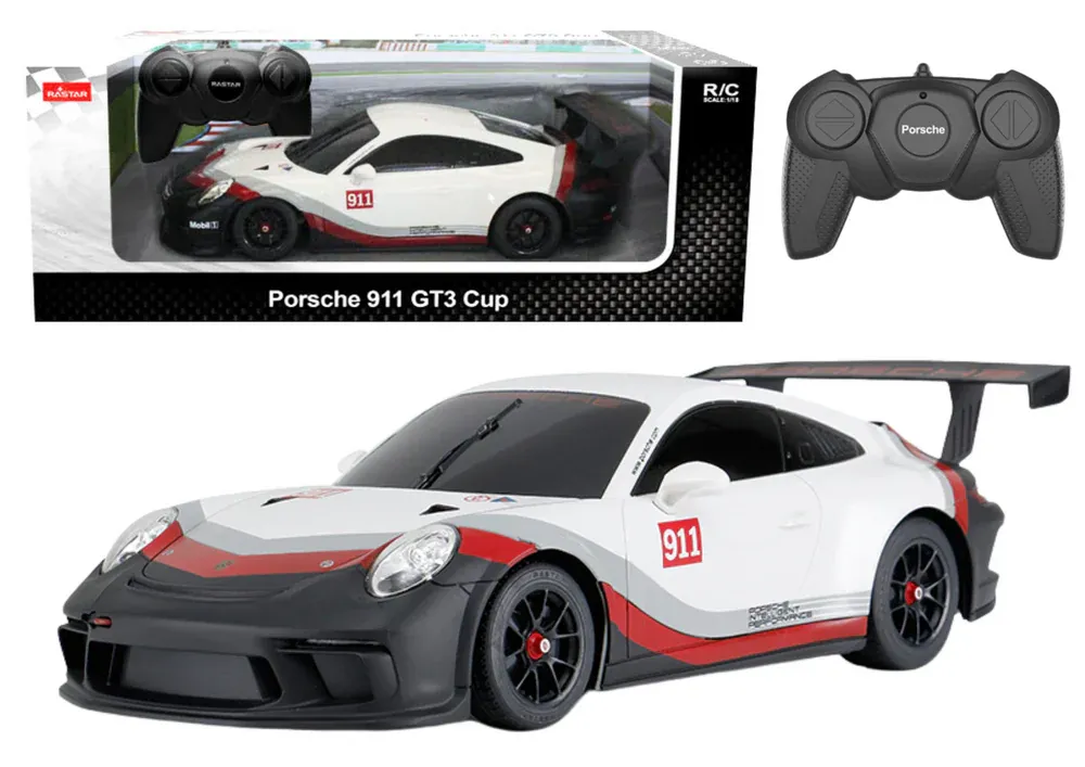 RC automobil 1:18 Rastar Porsche 911 GT3, bijelo-sivi - Pribislavec