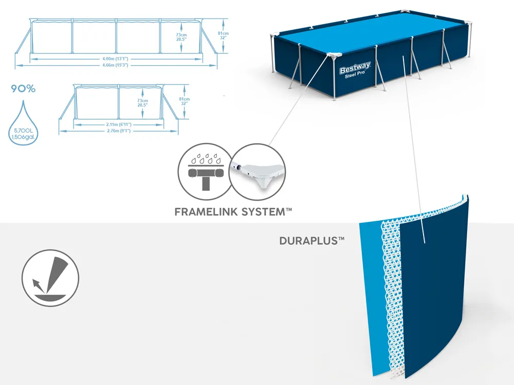 bestway montažni bazen s pumpom 400x211 cm 56424 - slika 9