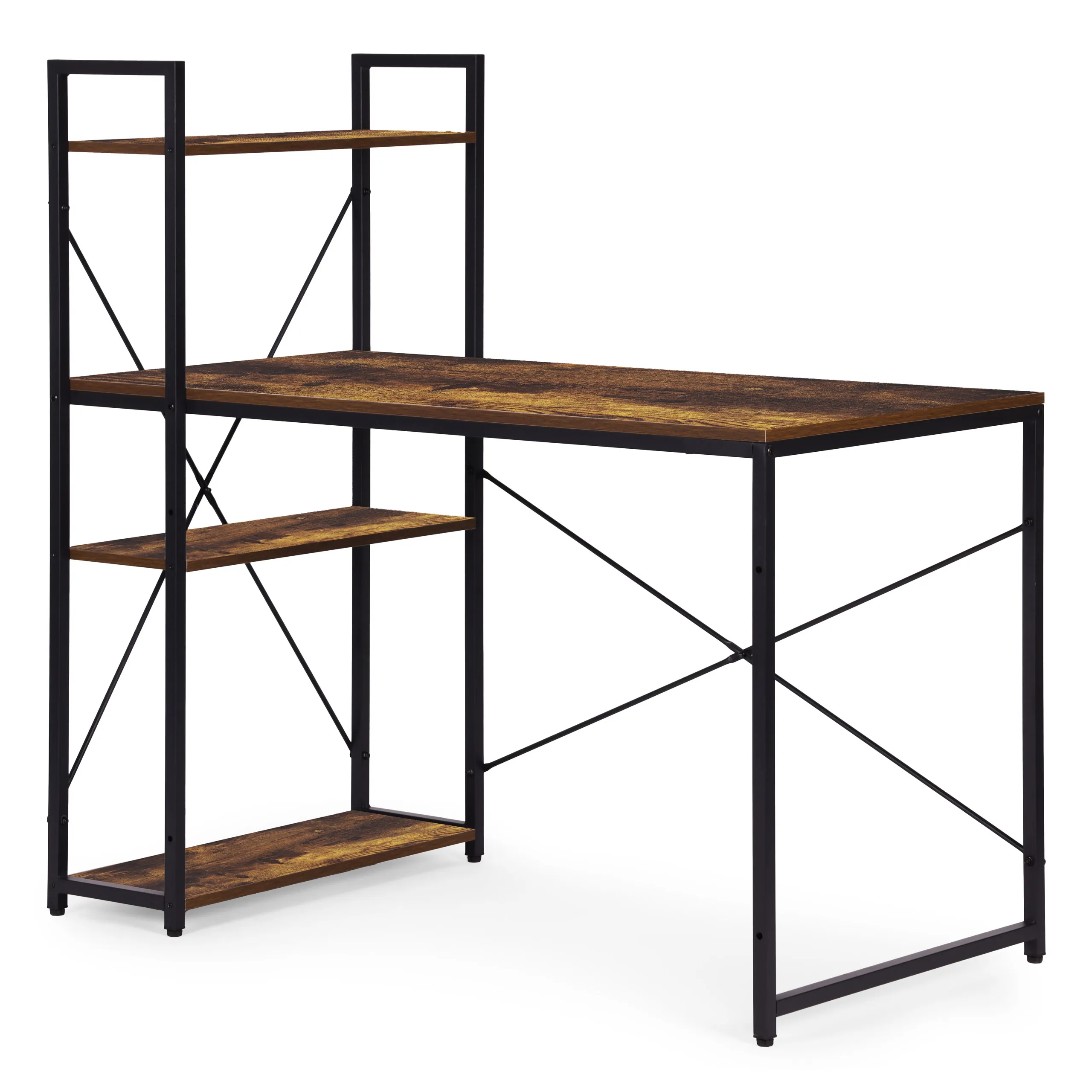 modernhome uredski stol 120 × 60 cm s policom i 3 police – crno smeđi - slika 7
