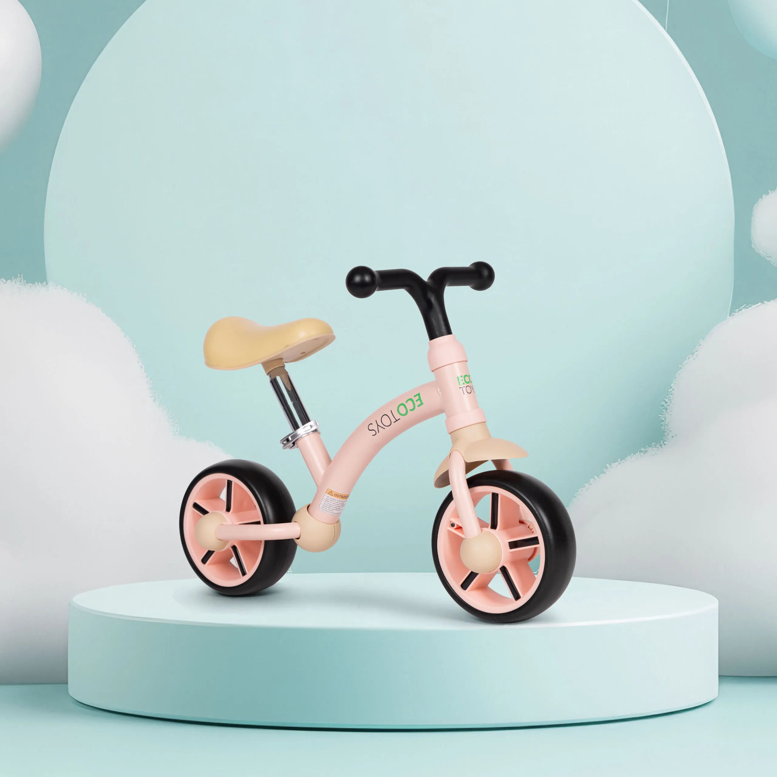 ecotoys balansni bicikl za djecu – eva kotači, podesivo sjedalo, rozi - slika 9