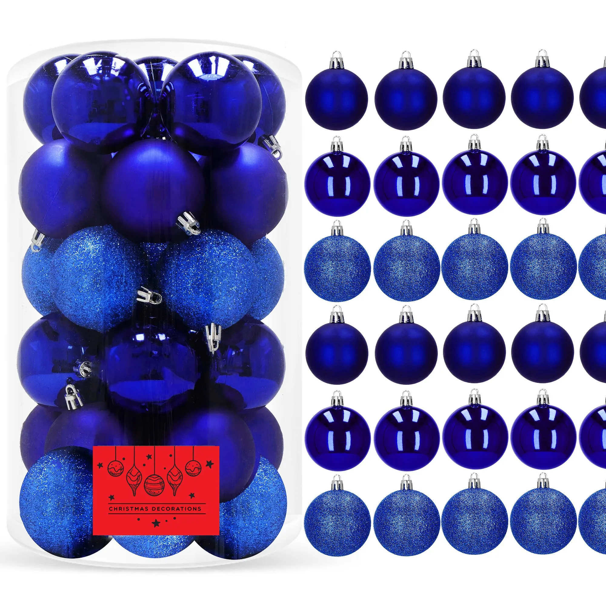 božićne kuglice 6 cm – set od 30 komada, tamnoplave - slika 5