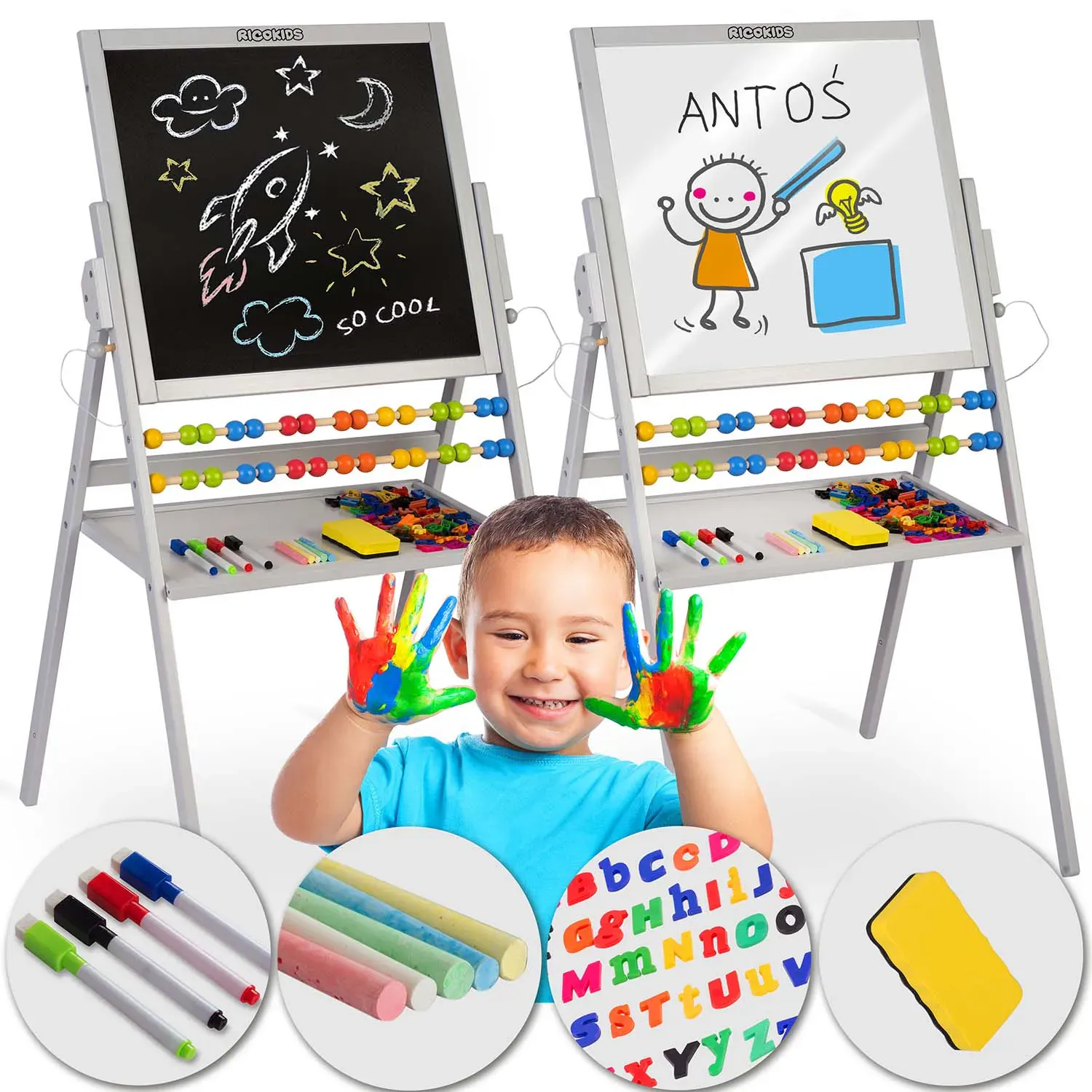 Ricokids magnetska okretna ploča za kredu - siva - Pribislavec