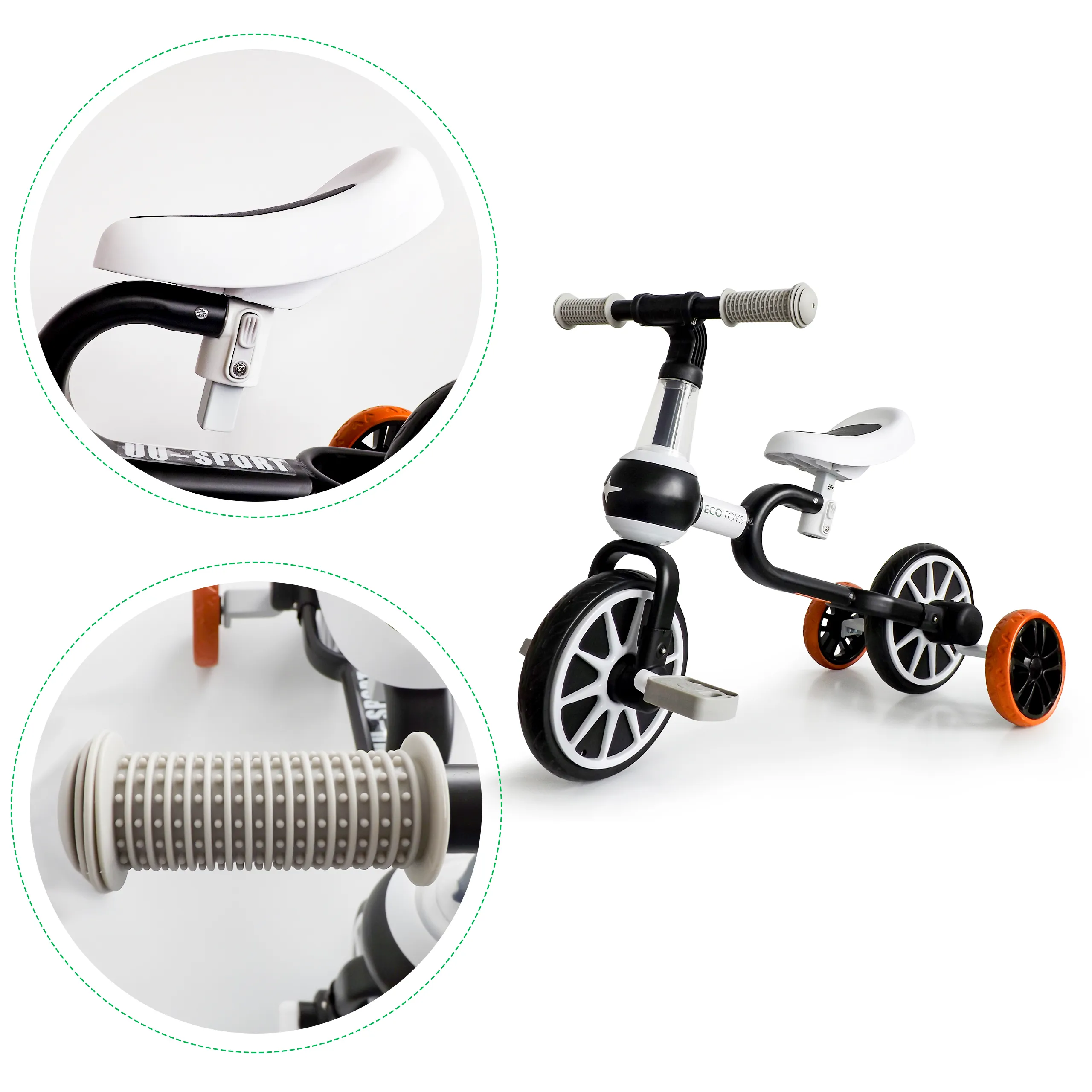 ecotoys 4u1 dječji bicikl crno-bijeli - slika 7