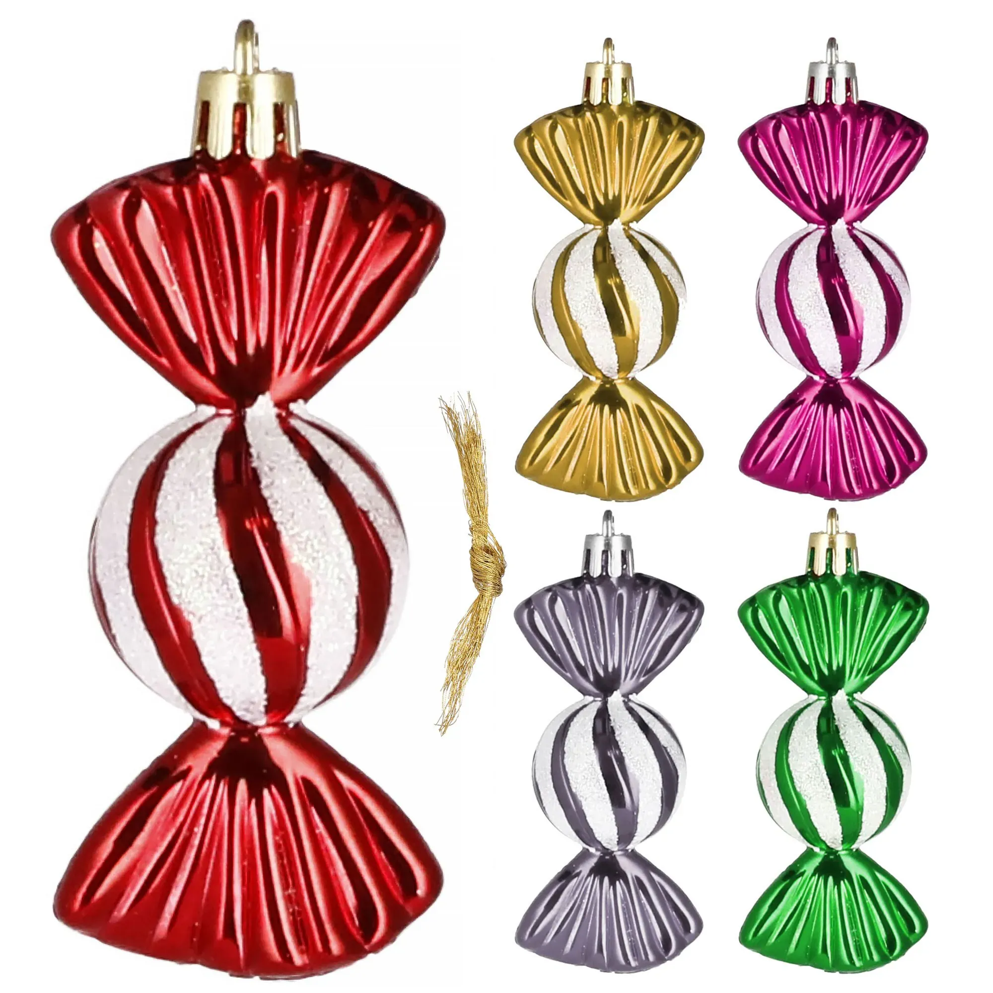 božićne kuglice 6 cm – set od 5 komada, bomboni - slika 2