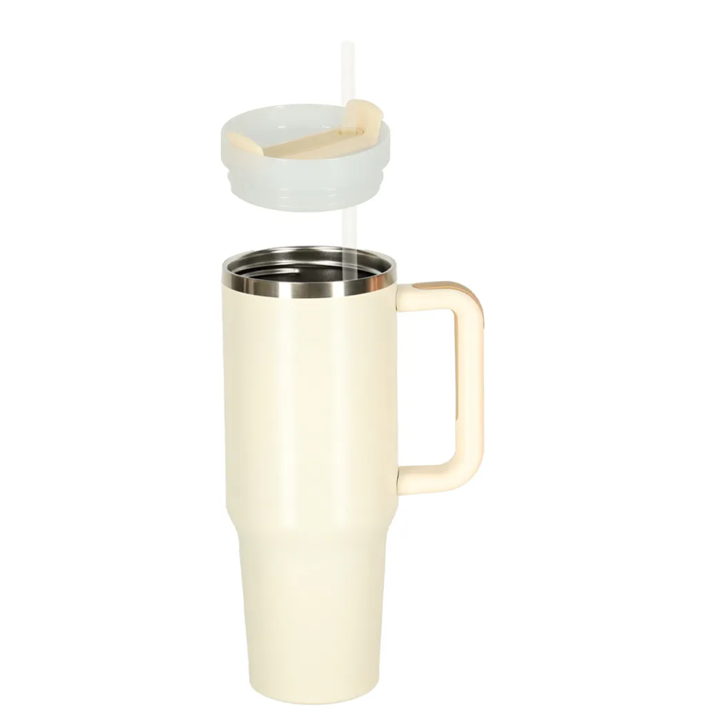 termo šalica s ručkom, termosica 1200 ml, boja krem - slika 7