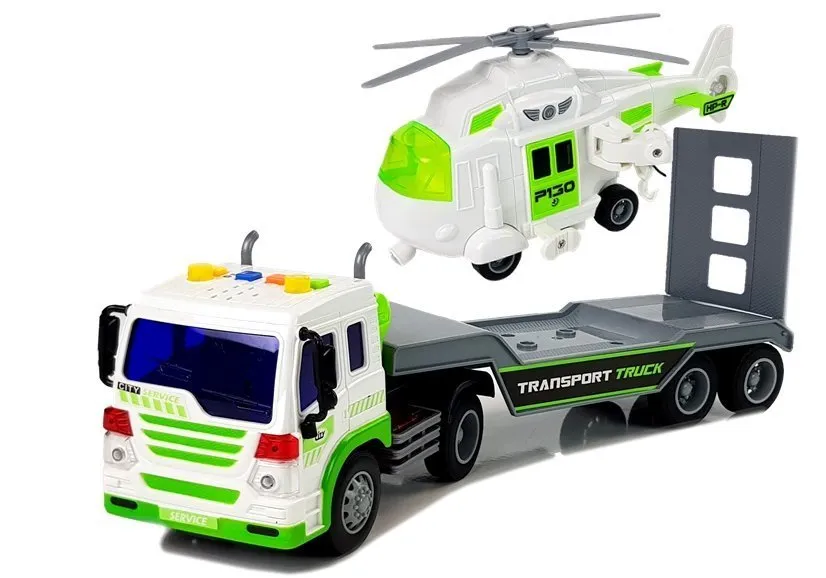 kamion transporter helikoptera 1:16 bijelo-zeleni - slika 3