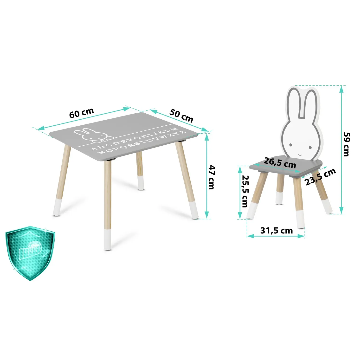 ricokids stol sa dvije stolice za djecu, rc-847 zeko - slika 6