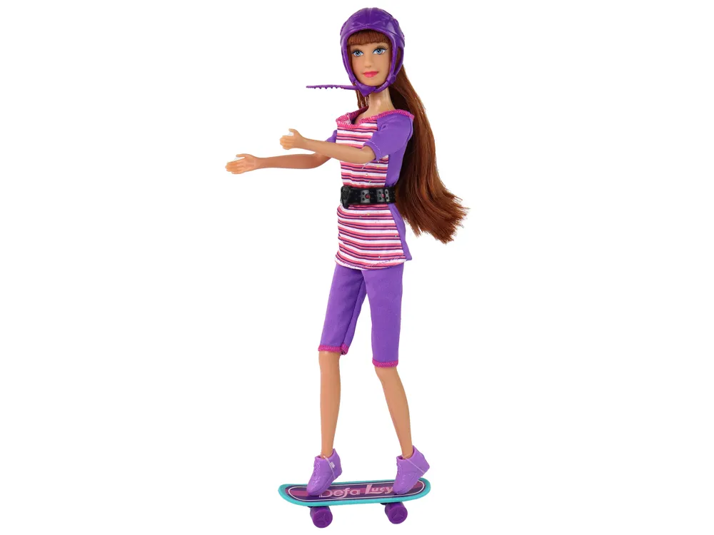 set lutaka lucy s romobilom, skateboardom i kacigama ljubičasti - slika 6